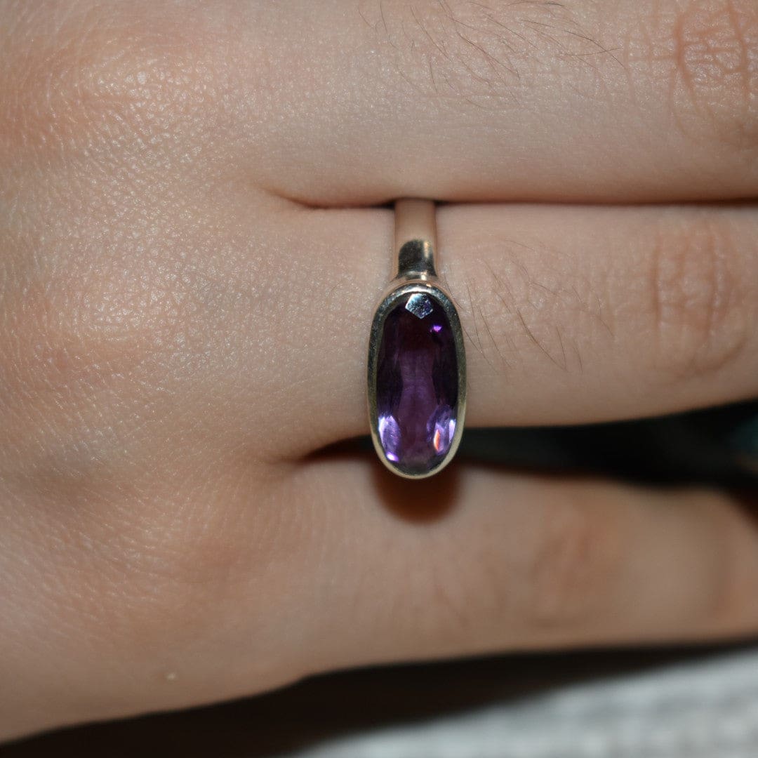 Inel din Argint cu Piatra Semipretioasa Naturala de Amethyst - Code: PureSilver23 (Marime: 9) - inel argint