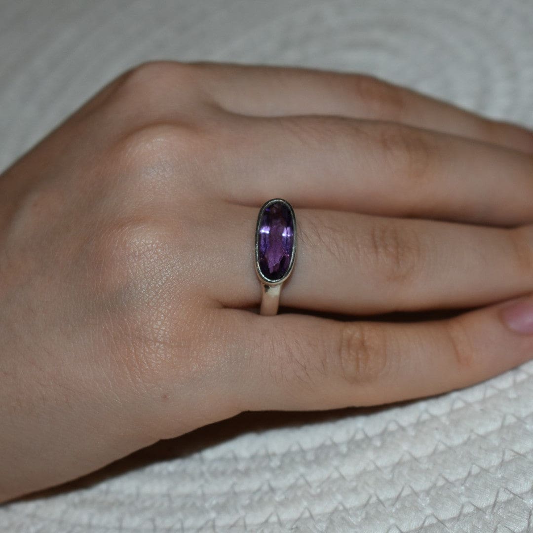 Inel din Argint cu Piatra Semipretioasa Naturala de Amethyst - Code: PureSilver23 (Marime: 9) - inel argint