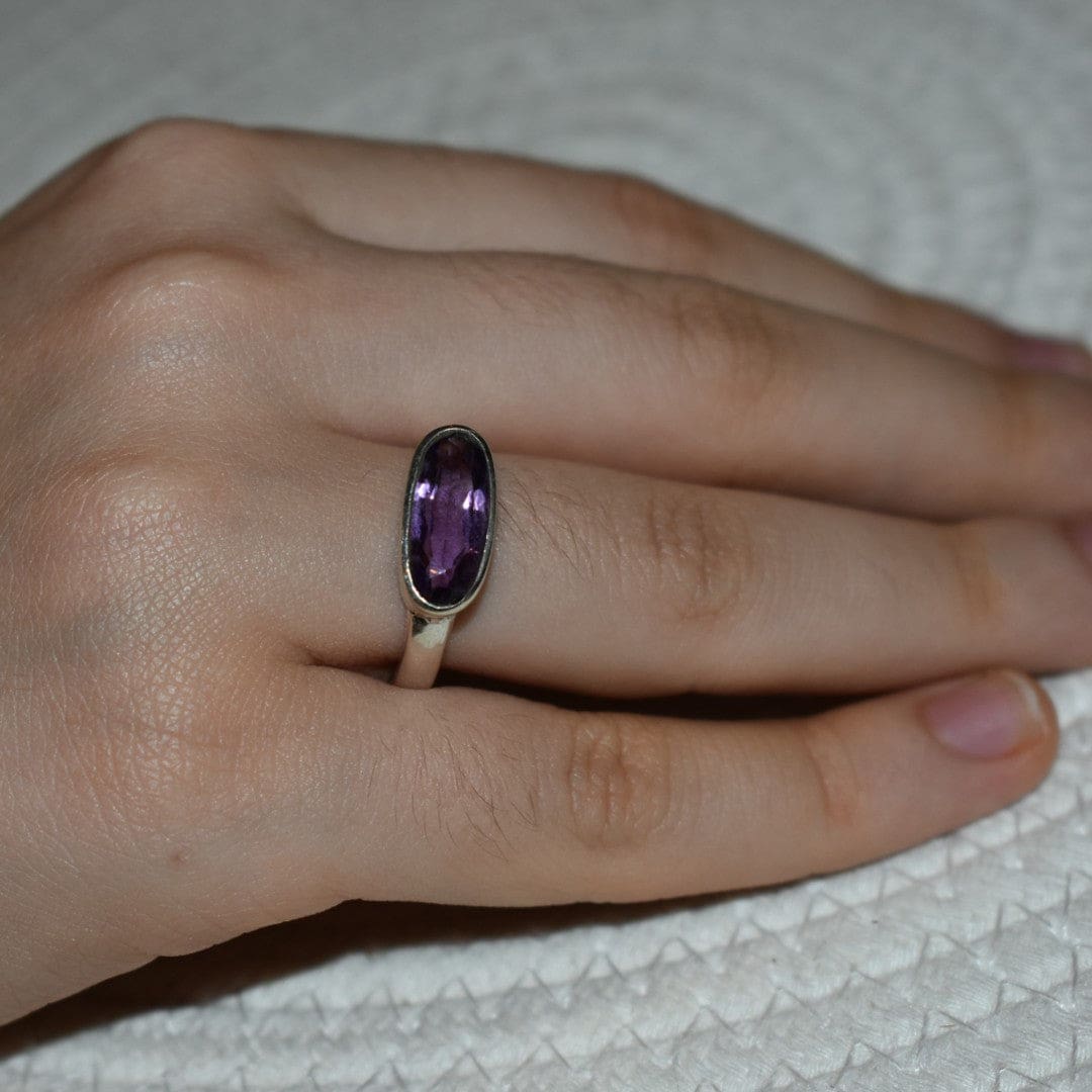 Inel din Argint cu Piatra Semipretioasa Naturala de Amethyst - Code: PureSilver23 (Marime: 9) - inel argint