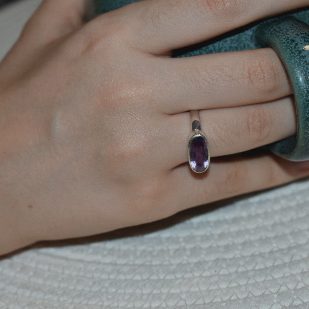 Inel din Argint cu Piatra Semipretioasa Naturala de Amethyst - Code: PureSilver23 (Marime: 9) - inel argint