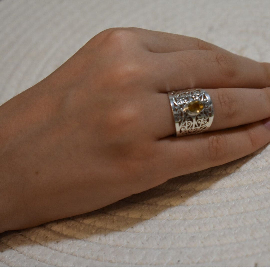 Inel din Argint cu Piatra Semipretioasa Naturala de Citrine - Code: PureSilver19 (Marime: 8) - inel argint