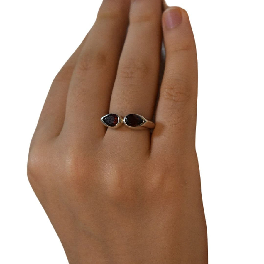 Inel din Argint cu Pietre Semipretioase Naturale de Granat (Garnet) - Code: PureSilver44 (Marime: 7) - inel argint