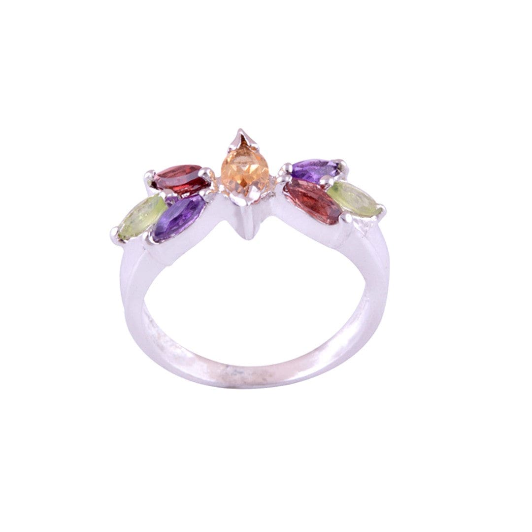 Inel din Argint cu Pietre Semipretioase Naturale de Peridot Amethyst Garnet Citrine - PureSilver17 (Marime: 7) - inel argint