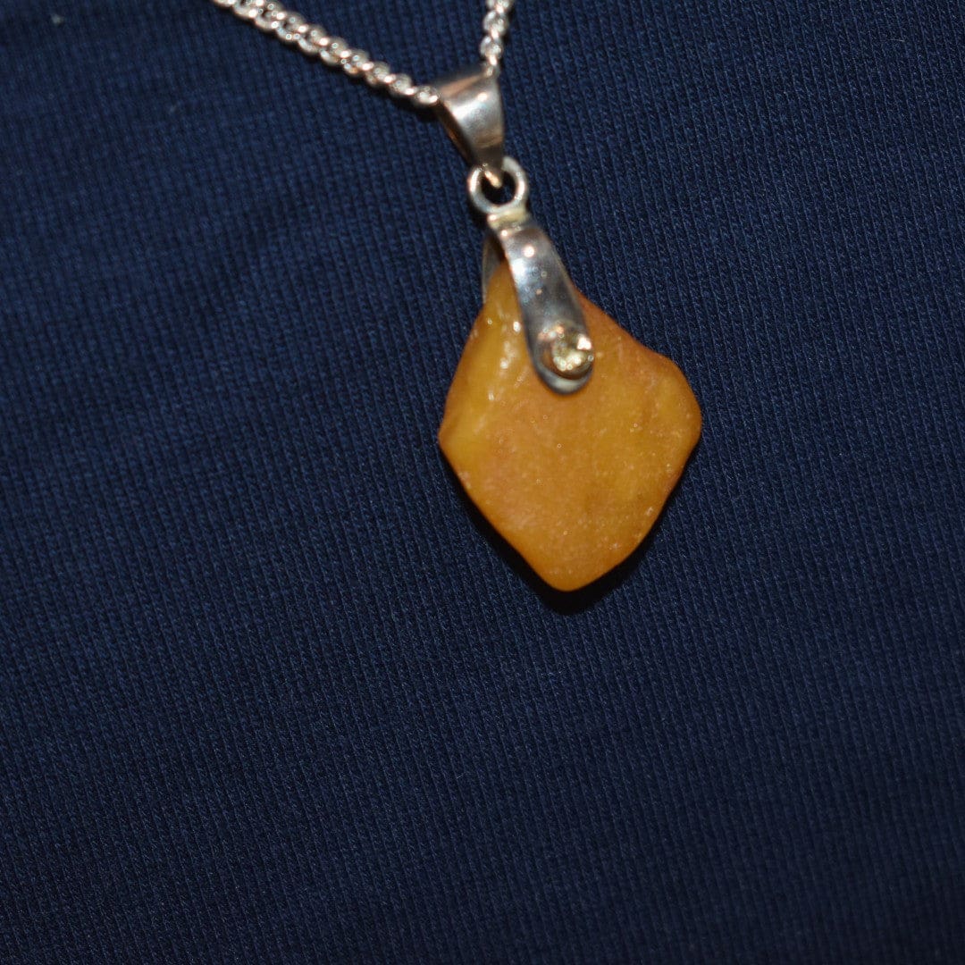 Pandantiv din Argint 925 cu 14.85 Carate Piatra Naturala Semipretioasa de Chihlimbar (Orange Baltic Amber) & Citrine - pandantiv argitn cu