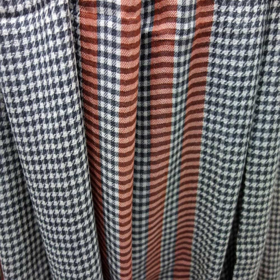 Sal Premium Unisex confectionat din Merino & Matase Naturala - Gingham -> Cod: UNIS1 - sal din cashmere