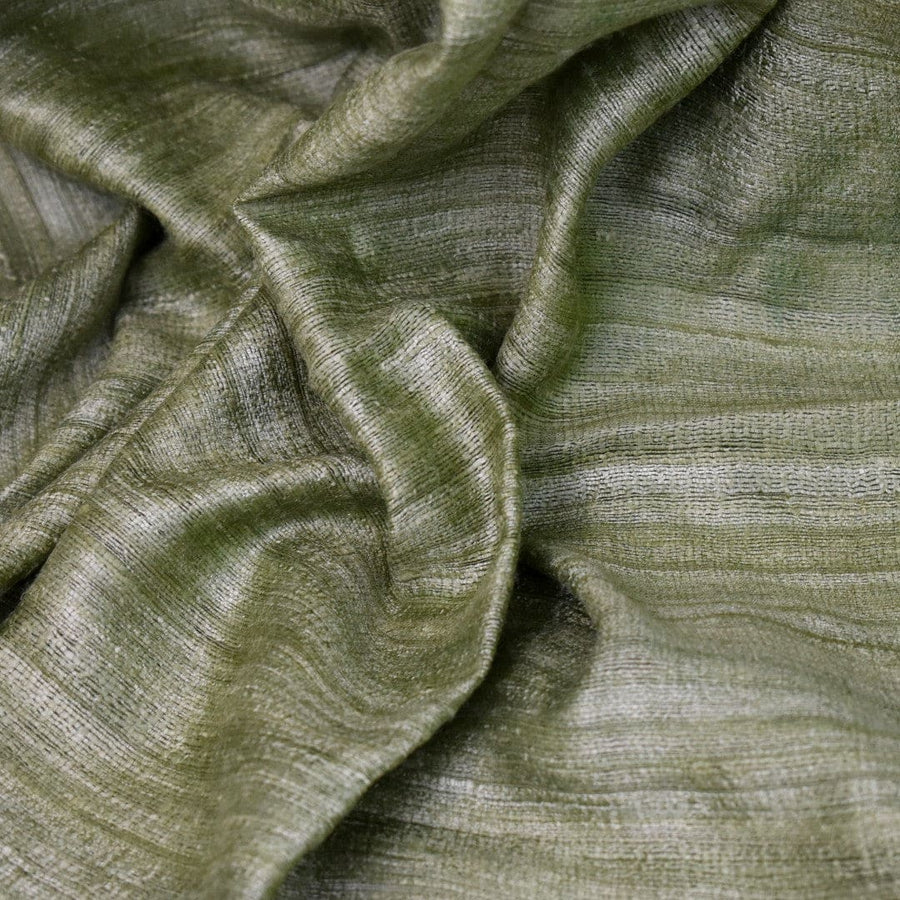 Sal tesut manual din 100% Matase Naturala Organica - Ghicha Tassar/Tussar Silk - Lime Green -> Cod:GhichaApril1 - sal matase naturala