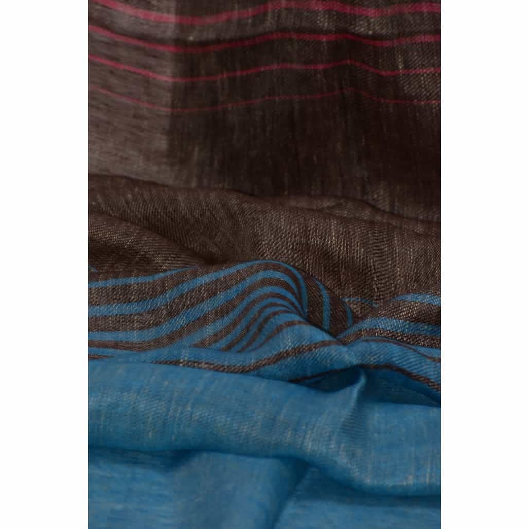 Esarfa-Sal tesuta manual din 100% IN (Linen 100%) - Pastel Blues Striped -> Cod: IN02