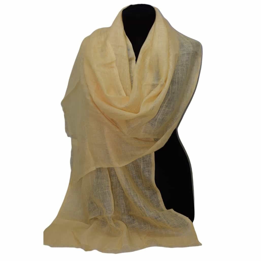 Esarfa-Sal tesuta manual din 100% IN (Linen 100%) - Powder Yellow -> Cod: IN27 - saluri din in